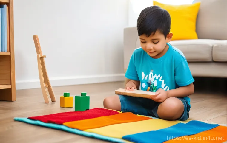 유아기 창의적 글쓰기 - A happy child, around 6 years old, wearing comfortable shorts and a t-shirt, is deeply absorbed in c...